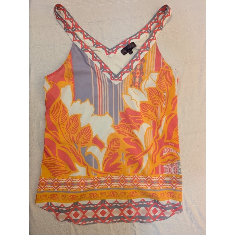 Hale Bob Floral‎ Print Tank Top Sleeveless V-Neck Casual Blouse Size S